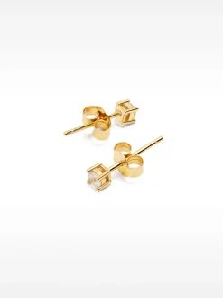 PARFOIS Pendientes Cortos De Plata 925 Con Circonitas Dorado Discount