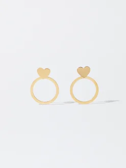 PARFOIS Pendientes De Acero Con Corazón Dorado Best Sale
