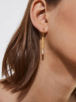 PARFOIS Pendientes De Acero Con Circonitas Dorado New