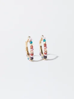 PARFOIS Pendientes De Aro Con Abalorios Multicor Hot
