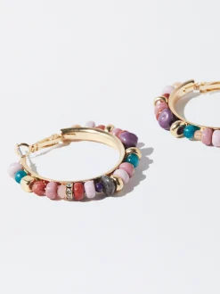 PARFOIS Pendientes De Aro Con Abalorios Multicor Hot