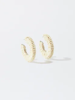PARFOIS Pendientes De Aro Con Abalorios Blanco Hot