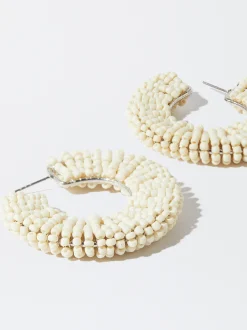PARFOIS Pendientes De Aro Con Abalorios Blanco Hot
