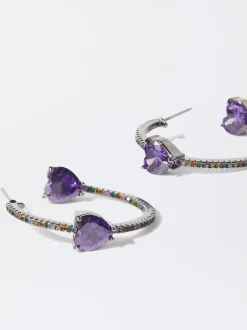 PARFOIS Pendientes De Aro Con Circonitas Multicor Shop