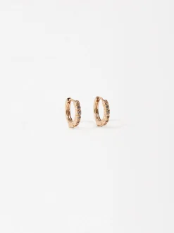 PARFOIS Pendientes De Aro Con Circonitas Dorado Best Sale