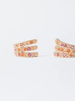 PARFOIS Pendientes De Aro Con Circonitas Multicor Clearance