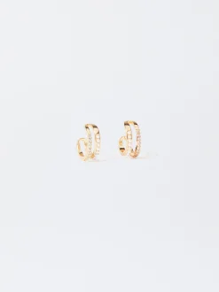PARFOIS Pendientes De Aro Con Circonitas Dorado Hot