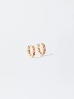 PARFOIS Pendientes De Aro Con Circonitas Multicor Hot