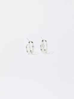 PARFOIS Pendientes De Aro Con Circonitas Plateado Store