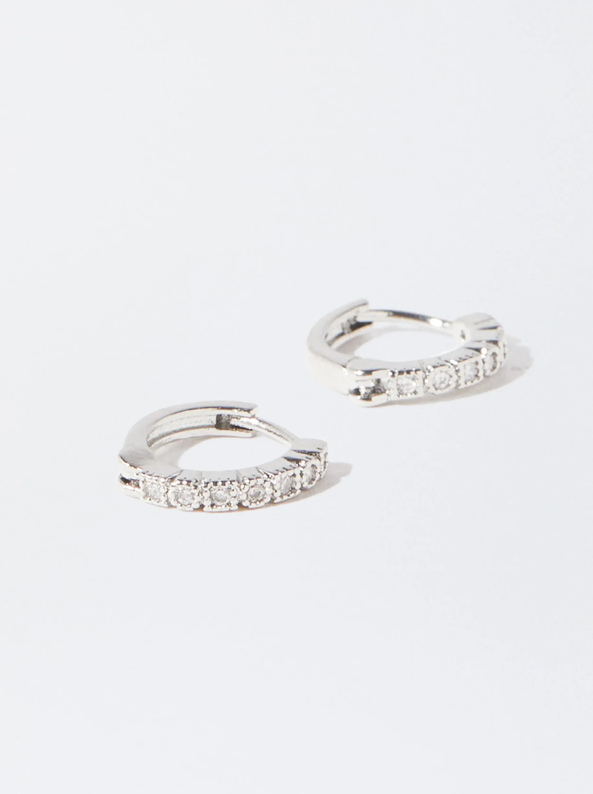 PARFOIS Pendientes De Aro Con Circonitas Plateado Fashion