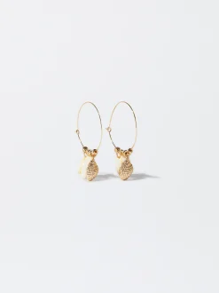PARFOIS Pendientes De Aro Con Concha Dorado Discount