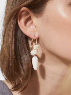 PARFOIS Pendientes De Aro Con Concha Blanco Clearance