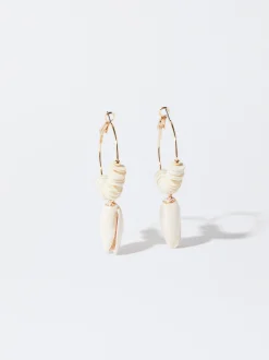 PARFOIS Pendientes De Aro Con Concha Blanco Clearance