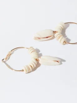 PARFOIS Pendientes De Aro Con Concha Blanco Clearance