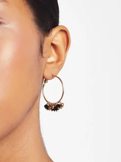 PARFOIS Pendientes De Aro Con Cristales Negro Clearance