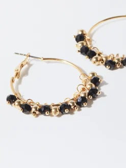 PARFOIS Pendientes De Aro Con Cristales Negro Clearance