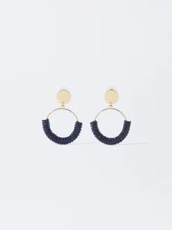 PARFOIS Pendientes De Aro Con Cristales Azul Store