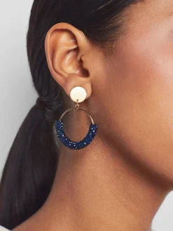 PARFOIS Pendientes De Aro Con Cristales Azul Store