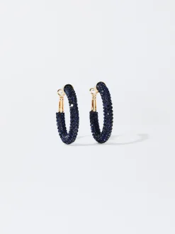 PARFOIS Pendientes De Aro Con Cristales Azul Outlet