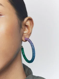 PARFOIS Pendientes De Aro Con Cristales Multicor Store