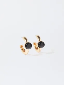 PARFOIS Pendientes De Aro Con Cristales Negro Shop