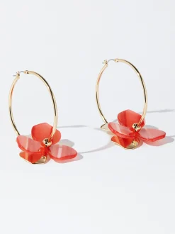 PARFOIS Pendientes De Aro Con Flor Naranja Best Sale