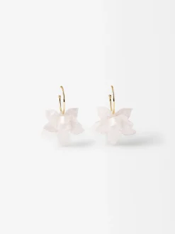 PARFOIS Pendientes De Aro Con Flor Rosa Best Sale