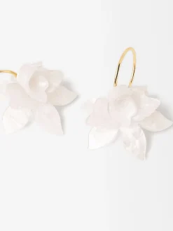 PARFOIS Pendientes De Aro Con Flor Rosa Best Sale