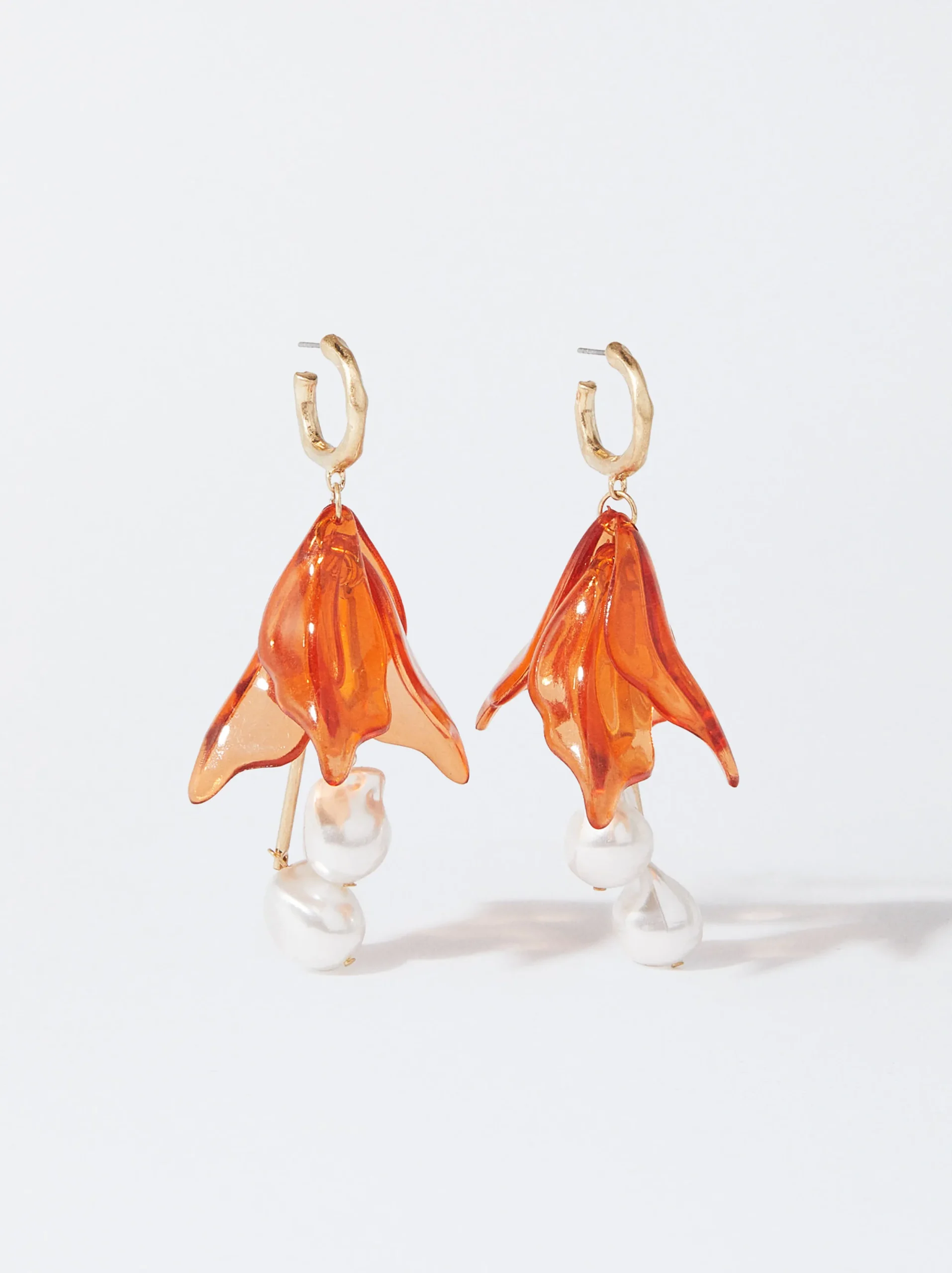 PARFOIS Pendientes De Aro Con Flor Naranja Hot