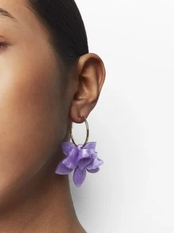 PARFOIS Pendientes De Aro Con Flor Violeta Flash Sale
