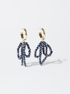 PARFOIS Pendientes De Aro Con Lazo Azul Outlet