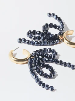 PARFOIS Pendientes De Aro Con Lazo Azul Outlet