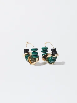 PARFOIS Pendientes De Aro Con Piedra Verde Store