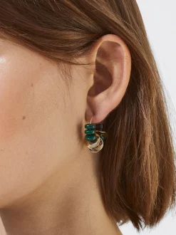 PARFOIS Pendientes De Aro Con Piedra Verde Store