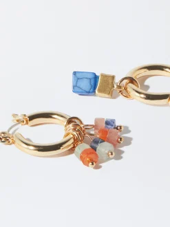 PARFOIS Pendientes De Aro Con Piedra Multicor Discount