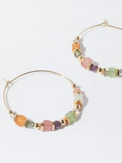 PARFOIS Pendientes De Aro Con Piedra Multicor Flash Sale