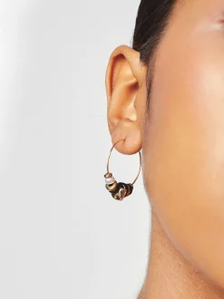 PARFOIS Pendientes De Aro Con Resina Negro Discount
