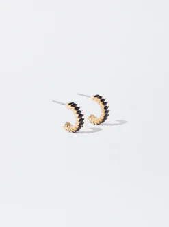 PARFOIS Pendientes De Aro Con Resina Azul Store