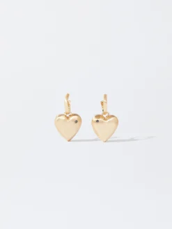 PARFOIS Pendientes De Aro Coraz&oacute;n Con Circonitas Dorado Flash Sale