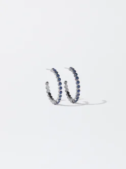 PARFOIS Pendientes De Aro Cortos Con Strass Azul Hot