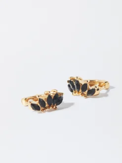 PARFOIS Pendientes De Aro Dorados Negro Discount