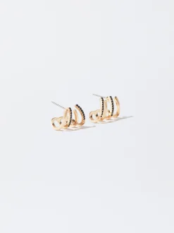 PARFOIS Pendientes De Aro Dorados Negro Best Sale