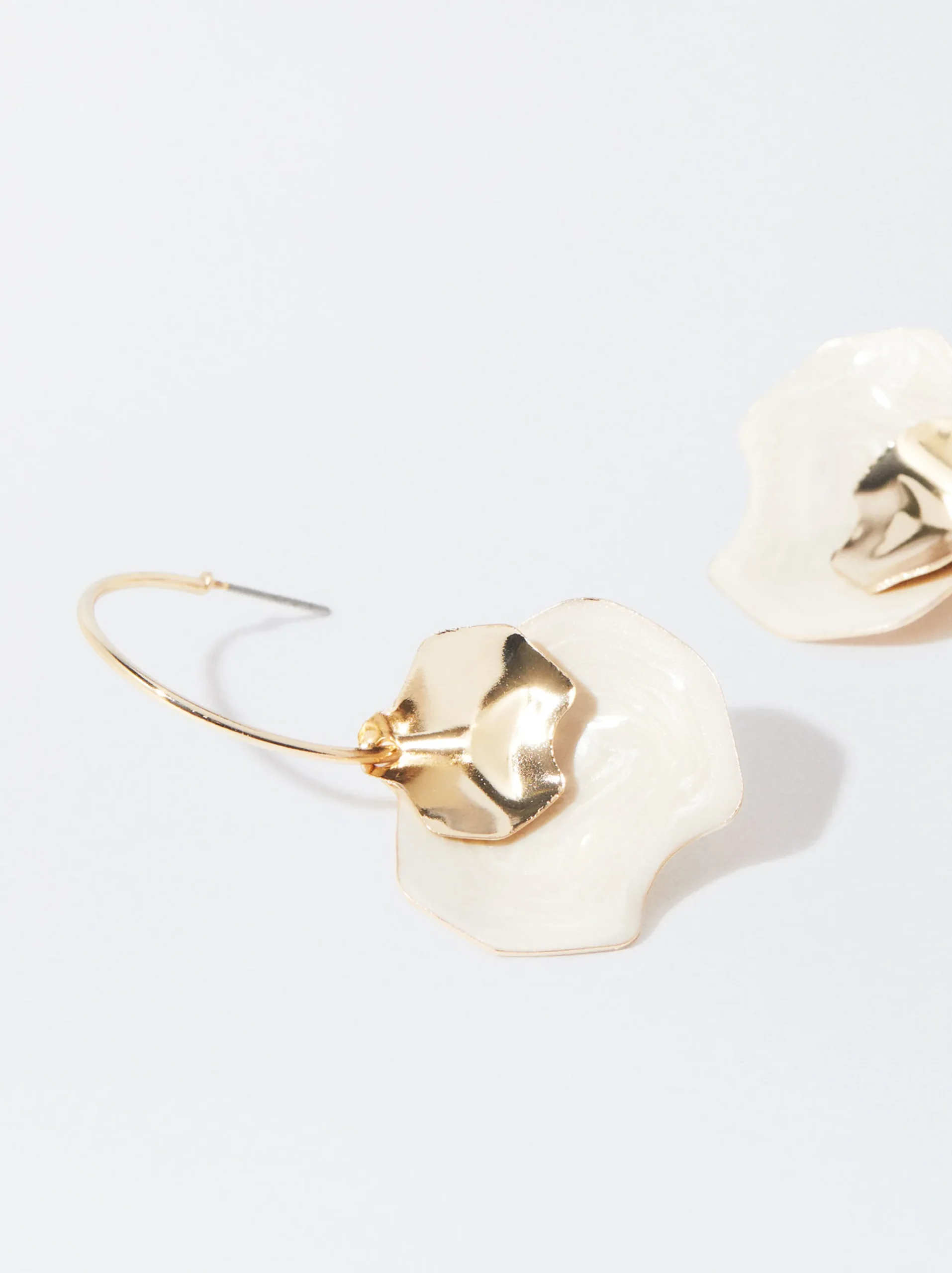 PARFOIS Pendientes De Aro Esmaltados Beige Discount