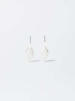 PARFOIS Pendientes De Aro Esmalte Blanco Fashion