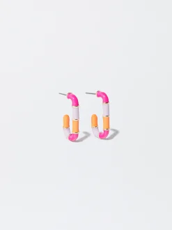 PARFOIS Pendientes De Aro Esmalte Multicor Hot