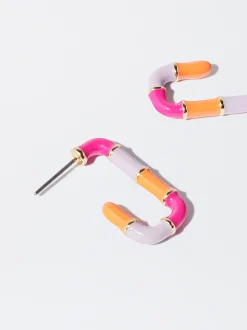 PARFOIS Pendientes De Aro Esmalte Multicor Hot