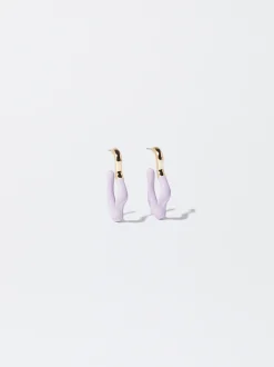 PARFOIS Pendientes De Aro Esmalte Violeta Cheap
