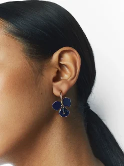 PARFOIS Pendientes De Aro Flor Azul Outlet