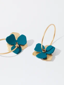 PARFOIS Pendientes De Aro Flor Teja Fashion