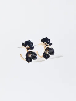 PARFOIS Pendientes De Aro Flor Azul Flash Sale